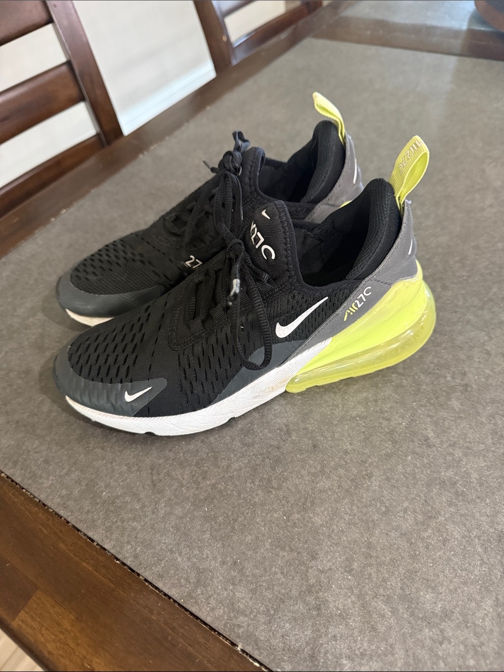 Nike Black and Volt Air Max 270 Lightweight Sneakers